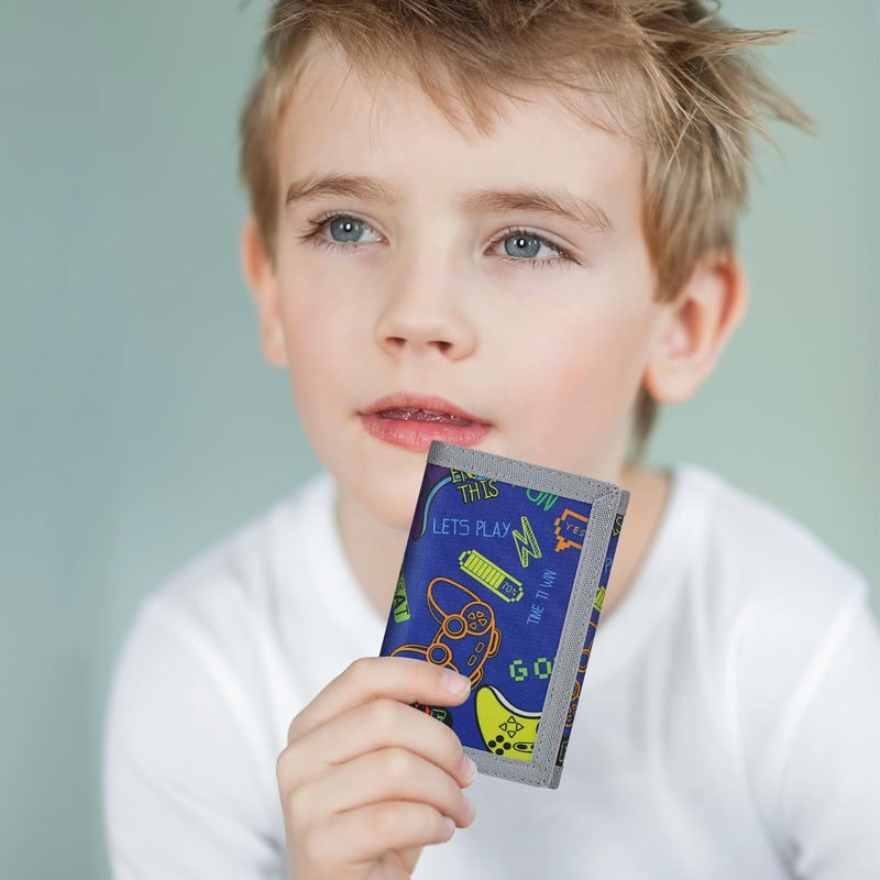 Jonyee Kids Wallets for Boys and Girls Ages 4-18 Trifold, Toddler/Youth Wallet for Boys Age 5-7 with Zippered Coin Pocket and Card Holders, Novelty Wallet for Childrens Birthday Gifts - Blue Gamepad - Image 5